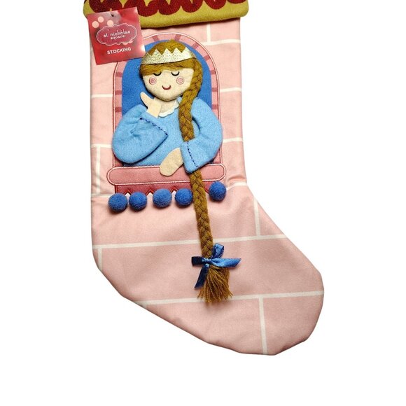 St. Nicholas Square Princess Themed Pink Christmas Stocking With Braid Detail - Picture 3 of 4